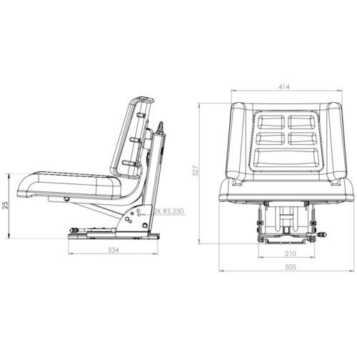 Scaun tractor universal negru U445,U650 Turcia fara cotiere reglabil