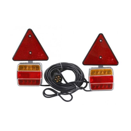 002716TP - Set lampi LED 12-24V cu magnet, cu cablu 7,5m + 2,5m, stecher 7 pini, cu triunghiuri reflectorizante