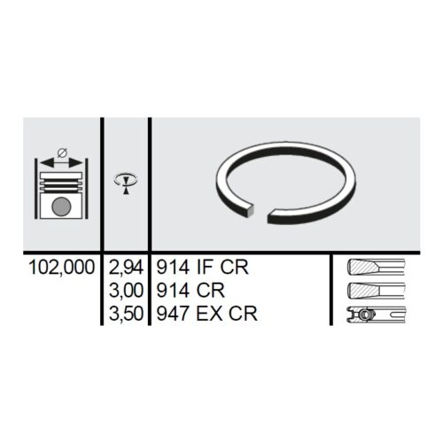 120 015 0033 00 - Set segmenti STD Ø102 2,94x3x3,5 mm Deutz 04158393