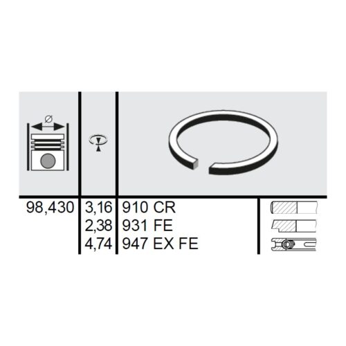120 027 0004 00 - Set segmenti STD Ø98,43 3,16x2,38x4,74 mm Case IH 3218416R92