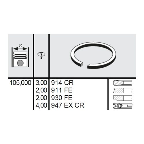 120 032 0002 00 - Set segmenti STD Ø105 3x2x2x4 mm Fendt F158200310020
