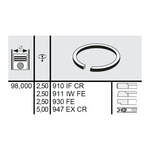 120 045 0004 00 - Set segmenti STD Ø98 2,5x2,5x2,5x5 mm Same 0.034.0052.6