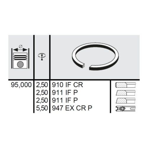 120 045 0006 00 - Set segmenti STD Ø95 2,5x2,5x2,5x5,5 mm Same 0.029.0052.6