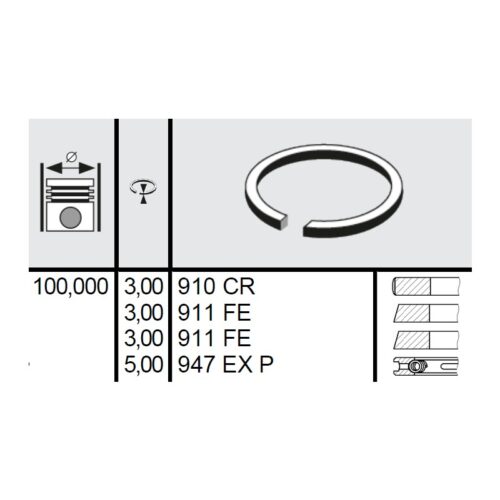 120 058 0001 00 - Set segmenti STD Ø100 3x3x3x5 mm Zetor 60110096