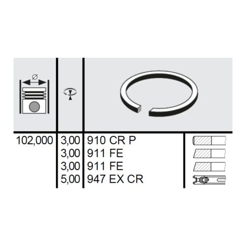 120 058 0005 00 - Set segmenti STD Ø102 3x3x3x5 mm Zetor 50110096
