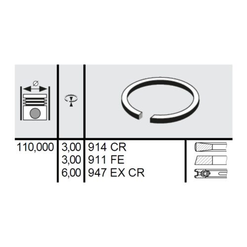 120 058 0006 00 - Set segmenti STD Ø110 3x3x6 mm Zetor