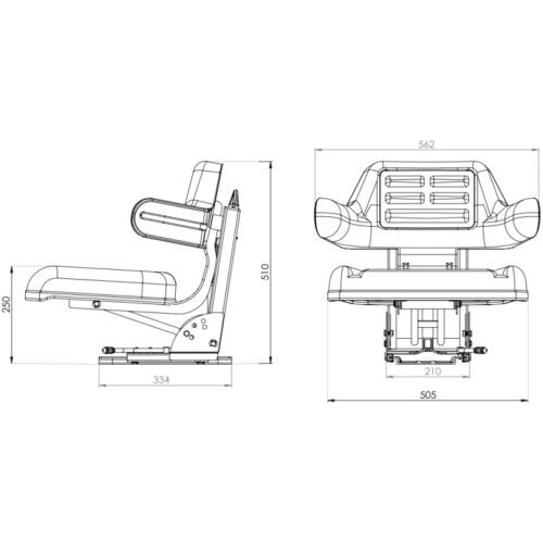 X55 BLACK - Scaun tractor universal