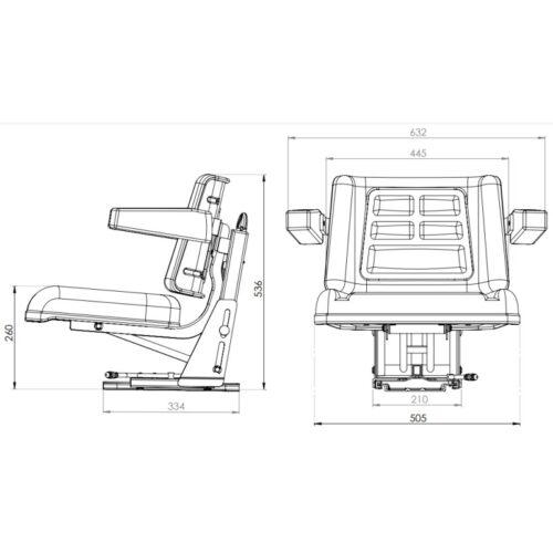X80 BLACK - Scaun tractor universal